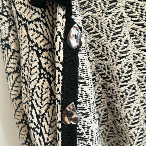 Vintage 90s Dia wool leaf print oversized chunky cardigan sweater size Large - Picture 8 of 12